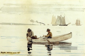  Fische Galerie - Jungen die Gloucester Hafen Winslow Homer Aquarelle fischen